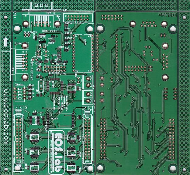 Porción del panelizado del la PCB de control modelo Alfa. (Ambas caras).