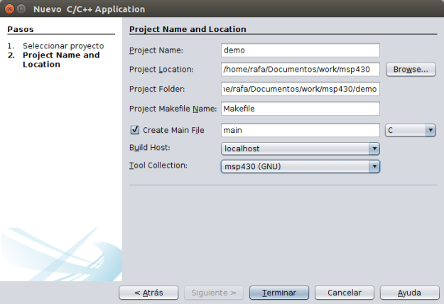 Crear un nuevo proyecto.