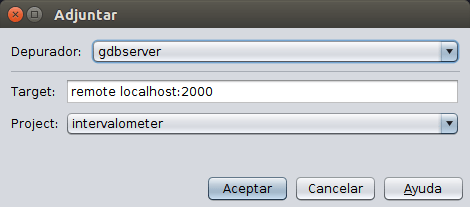 Invocar al cliente de GDB server.