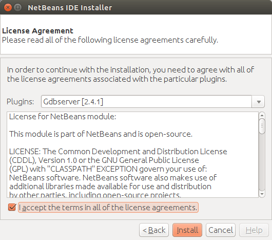 NetBeans plugin license agreement.